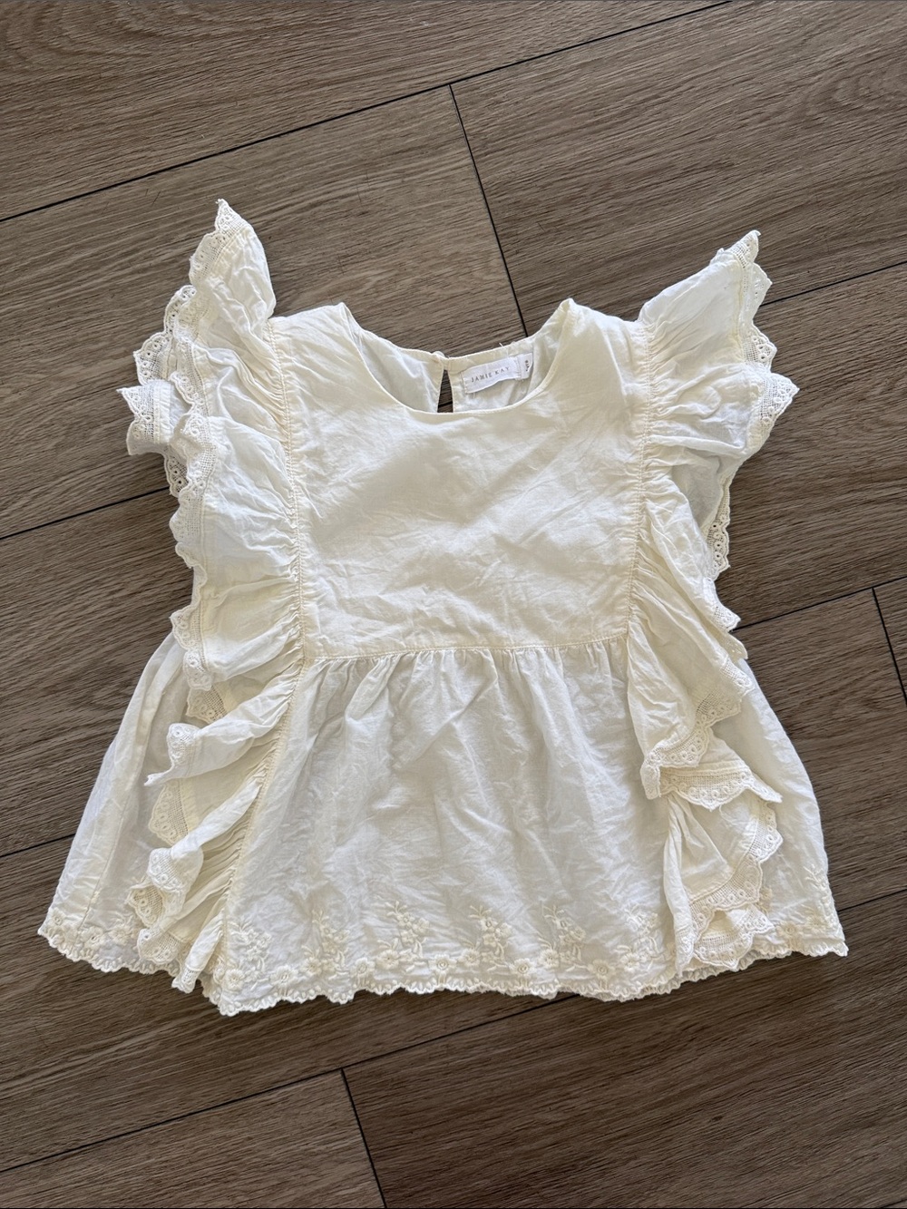 Jamie Kay embroidered Cream Ruffle Lace-Trim Blouse size 4 years